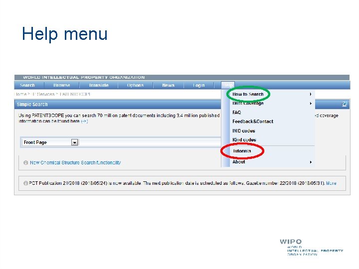 Help menu Help menu
