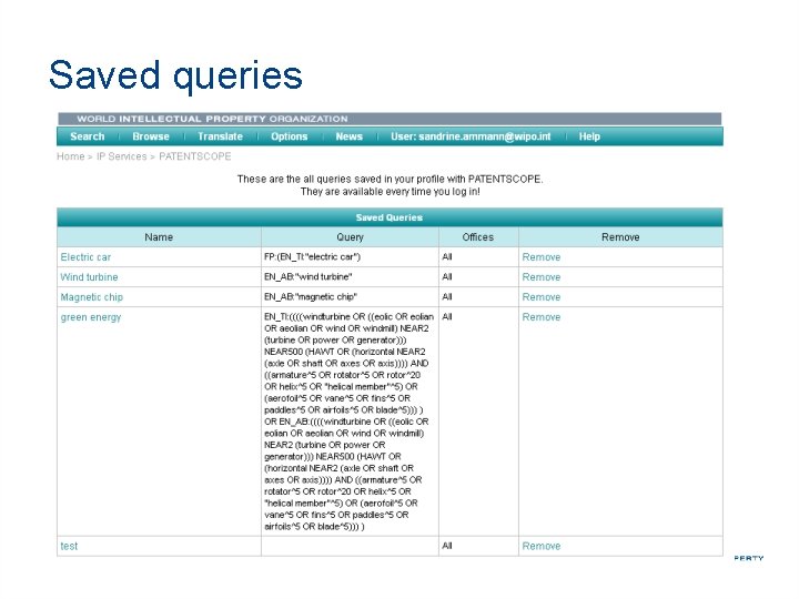 Saved queries Saved queries