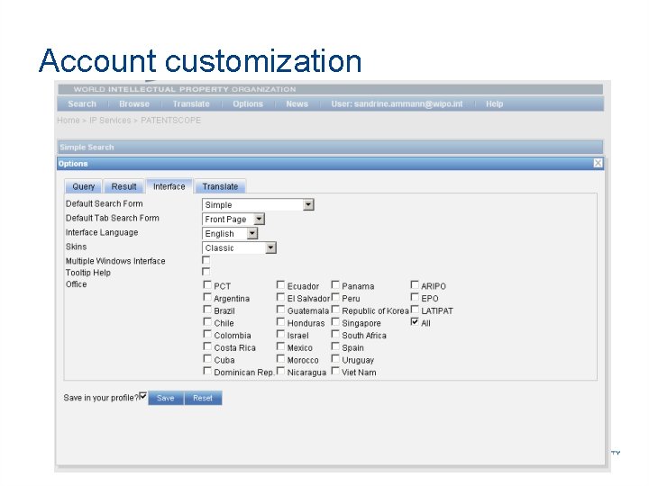 Account customization Account customization