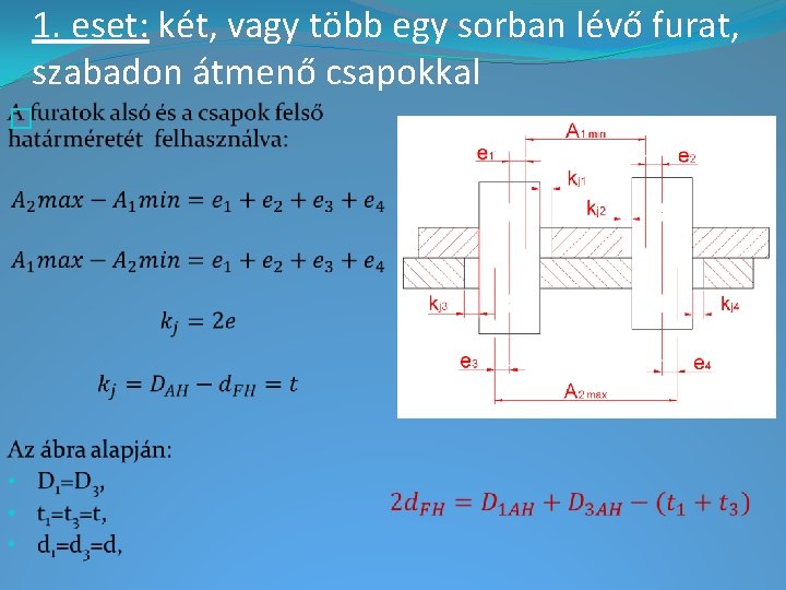 1. eset: két, vagy több egy sorban lévő furat, szabadon átmenő csapokkal � 1. eset: két, vagy több egy sorban lévő furat, szabadon átmenő csapokkal �