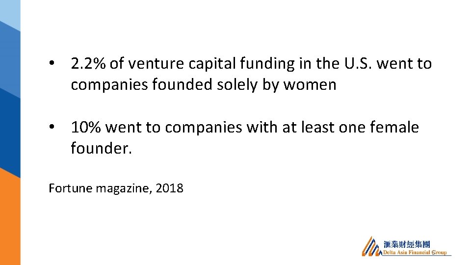  • 2. 2% of venture capital funding in the U. S. went to