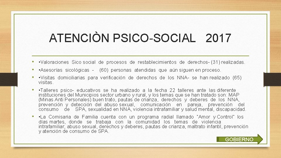 ATENCIÒN PSICO-SOCIAL 2017 • • Valoraciones Sico social de procesos de restablecimientos de derechos- ATENCIÒN PSICO-SOCIAL 2017 • • Valoraciones Sico social de procesos de restablecimientos de derechos-
