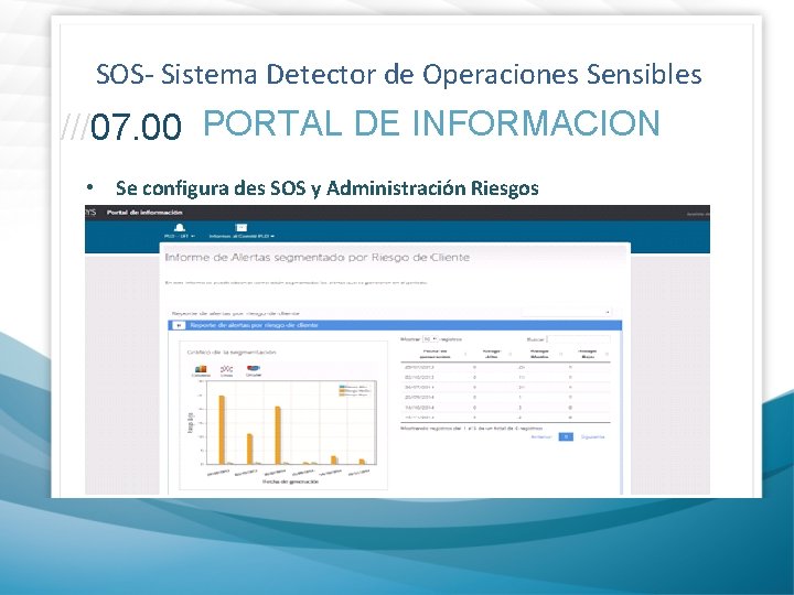 SOS- Sistema Detector de Operaciones Sensibles ///07. 00 PORTAL DE INFORMACION • Se configura