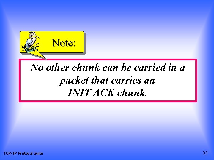 Note: No other chunk can be carried in a packet that carries an INIT