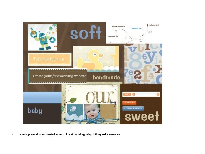  • a collage mood board created for an online store selling baby clothing