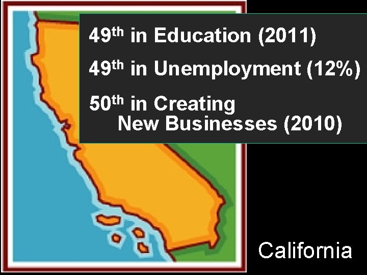 49 th in Education (2011) 49 th in Unemployment (12%) 50 th in Creating 49 th in Education (2011) 49 th in Unemployment (12%) 50 th in Creating