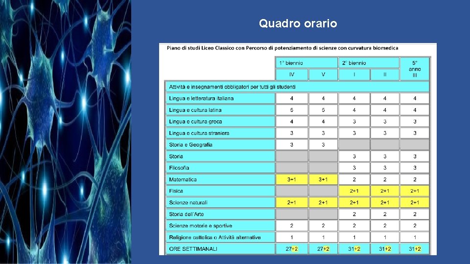 Quadro orario 