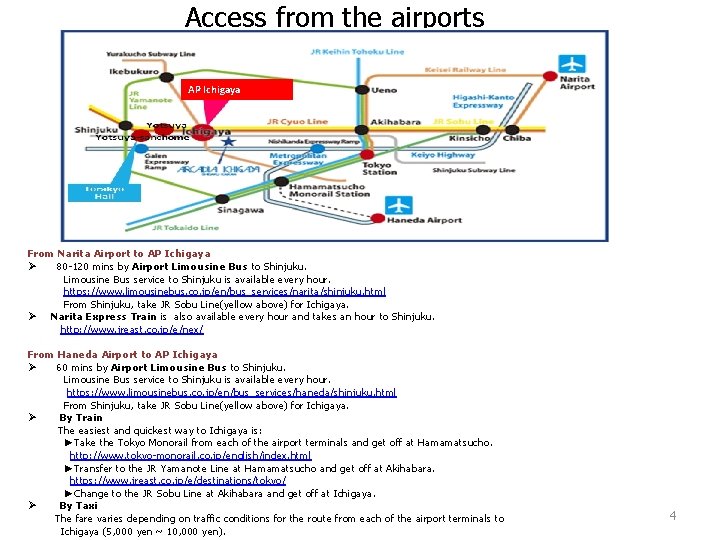 Access from the airports AP Ichigaya From Narita Airport to AP Ichigaya Ø 80