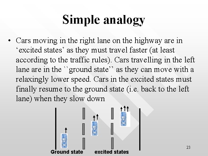 Simple analogy • Cars moving in the right lane on the highway are in