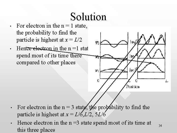 Solution • • For electron in the n = 1 state, the probability to