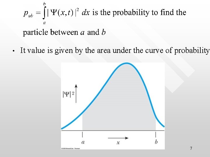  • It value is given by the area under the curve of probability