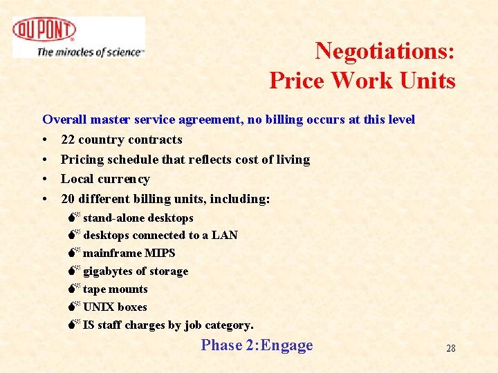 Negotiations: Price Work Units Overall master service agreement, no billing occurs at this level Negotiations: Price Work Units Overall master service agreement, no billing occurs at this level
