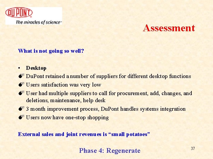 Assessment What is not going so well? • Desktop M Du. Pont retained a Assessment What is not going so well? • Desktop M Du. Pont retained a
