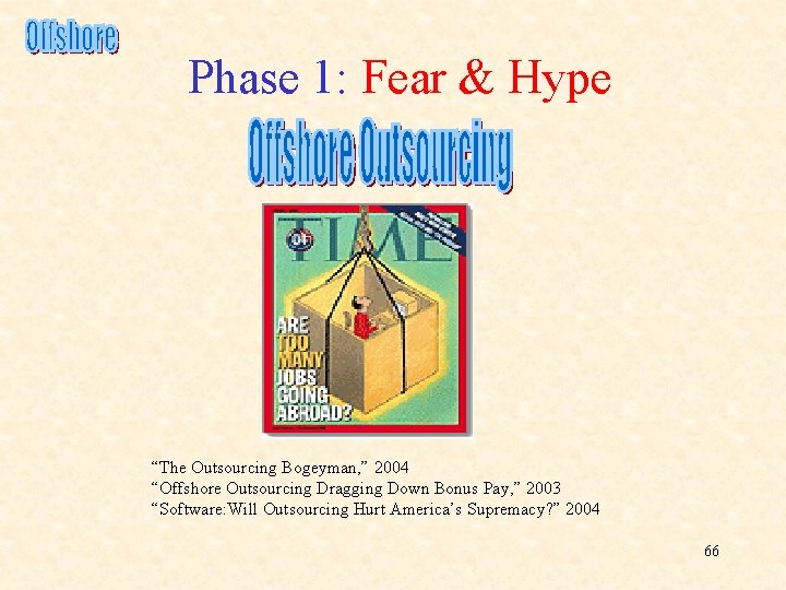 Phase 1: Fear & Hype “The Outsourcing Bogeyman, ” 2004 “Offshore Outsourcing Dragging Down Phase 1: Fear & Hype “The Outsourcing Bogeyman, ” 2004 “Offshore Outsourcing Dragging Down