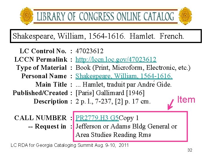 Shakespeare, William, 1564 -1616. Hamlet. French. LC Control No. LCCN Permalink Type of Material