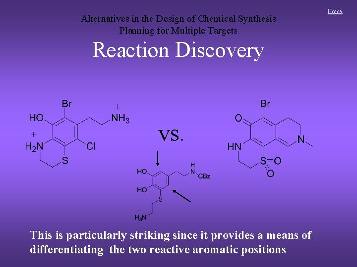 Alternatives in the Design of Chemical Synthesis Planning for Multiple Targets Reaction Discovery vs.