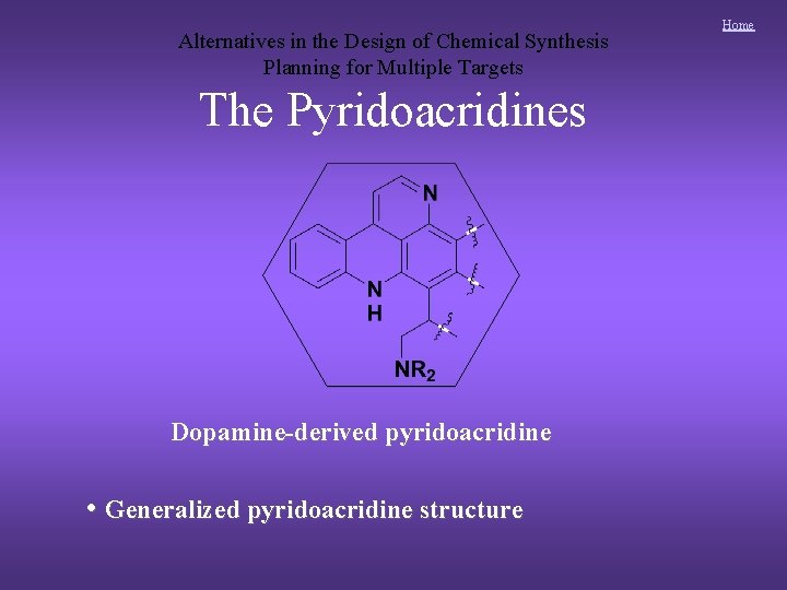 Alternatives in the Design of Chemical Synthesis Planning for Multiple Targets The Pyridoacridines Dopamine-derived Alternatives in the Design of Chemical Synthesis Planning for Multiple Targets The Pyridoacridines Dopamine-derived