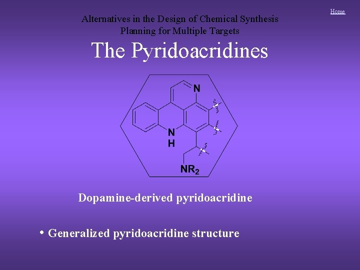 Alternatives in the Design of Chemical Synthesis Planning for Multiple Targets The Pyridoacridines Dopamine-derived