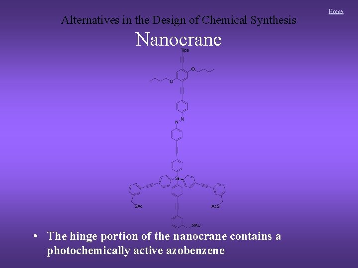 Alternatives in the Design of Chemical Synthesis Nanocrane • The hinge portion of the