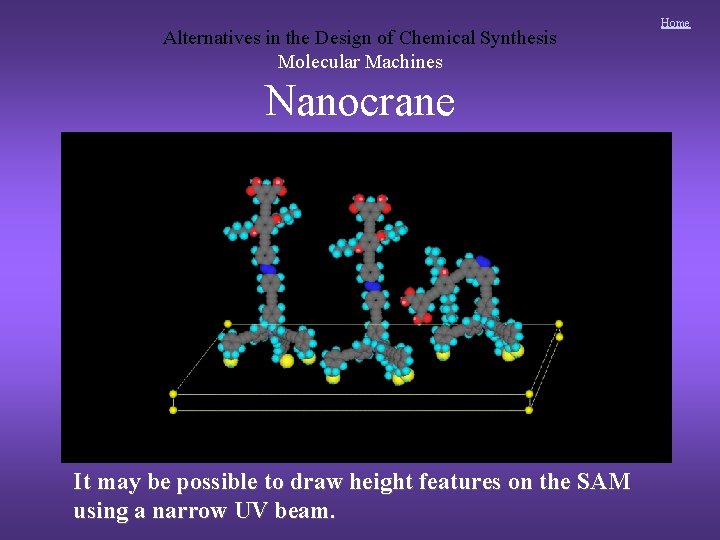Alternatives in the Design of Chemical Synthesis Molecular Machines Nanocrane It may be possible Alternatives in the Design of Chemical Synthesis Molecular Machines Nanocrane It may be possible