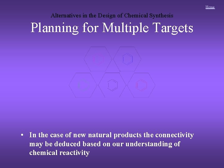 Home Alternatives in the Design of Chemical Synthesis Planning for Multiple Targets • In