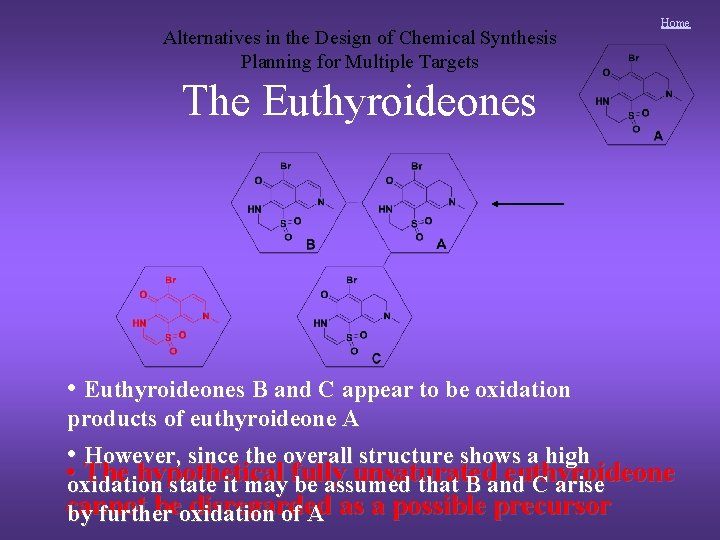 Alternatives in the Design of Chemical Synthesis Planning for Multiple Targets Home The Euthyroideones