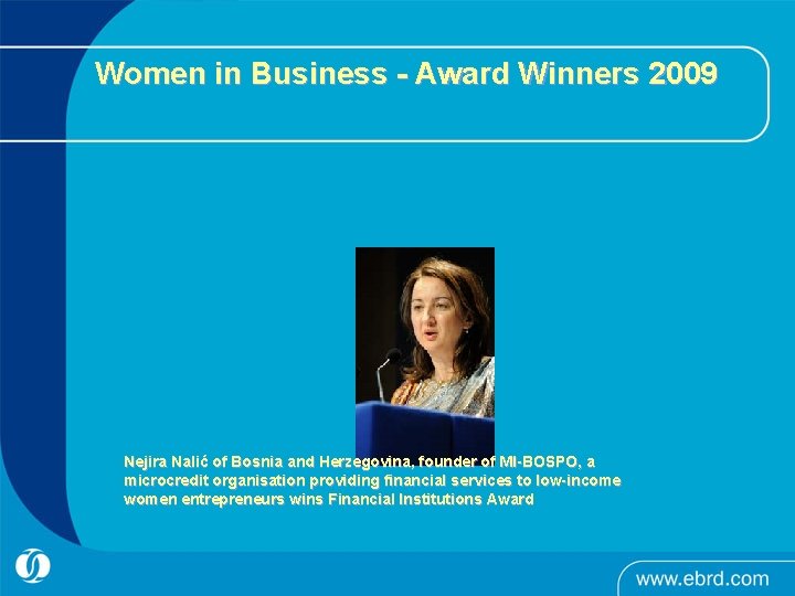 Women in Business - Award Winners 2009 Nejira Nalić of Bosnia and Herzegovina, founder