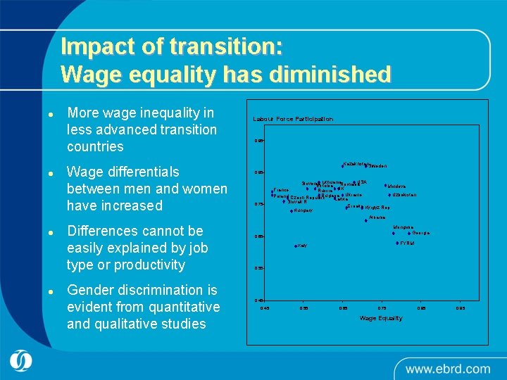 Impact of transition: Wage equality has diminished l l More wage inequality in less