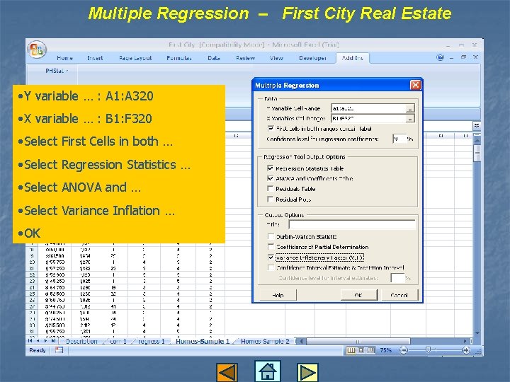 Multiple Regression – First City Real Estate • Y variable … : A 1: Multiple Regression – First City Real Estate • Y variable … : A 1: