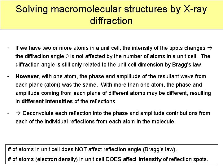 Solving macromolecular structures by X-ray diffraction • If we have two or more atoms