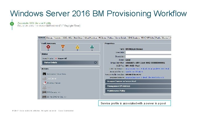 Windows Server 2016 BM Provisioning Workflow Service profile is associated with a server in