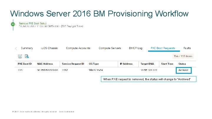 Windows Server 2016 BM Provisioning Workflow When PXE request is removed, the status will