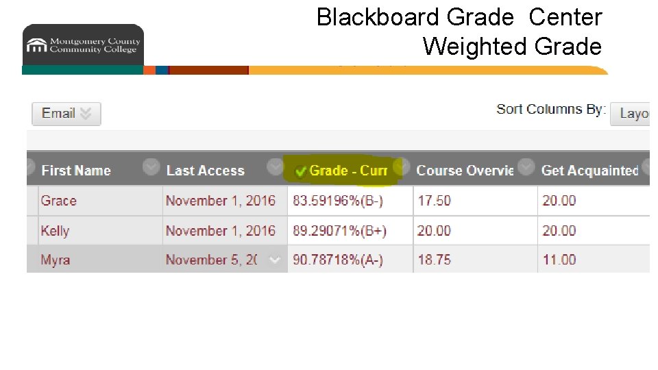 Blackboard Grade Center Weighted Grade 