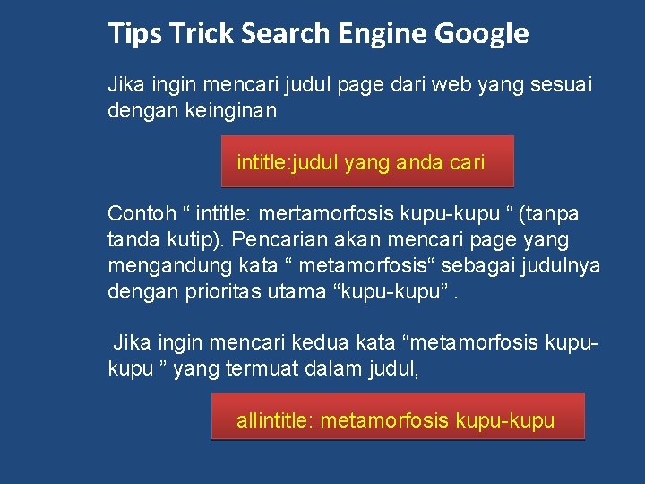 Tips Trick Search Engine Google Jika ingin mencari judul page dari web yang sesuai Tips Trick Search Engine Google Jika ingin mencari judul page dari web yang sesuai