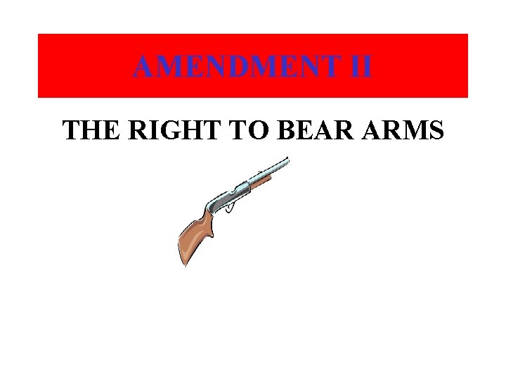 AMENDMENT II THE RIGHT TO BEAR ARMS 