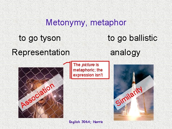 Metonymy, metaphor to go tyson to go ballistic Representation analogy The picture is metaphoric;