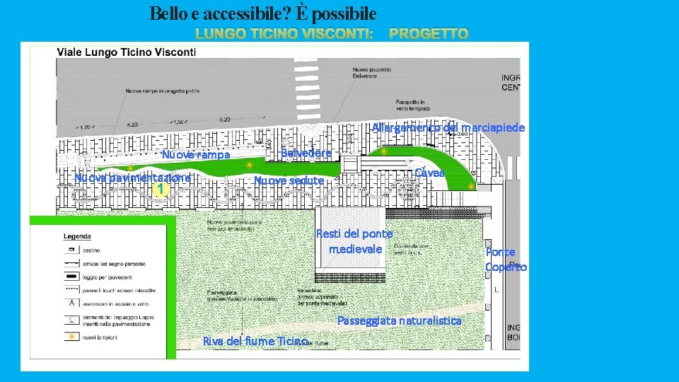 Bello e accessibile? È possibile LUNGO TICINO VISCONTI: PROGETTO Allargamento del marciapiede Nuova rampa