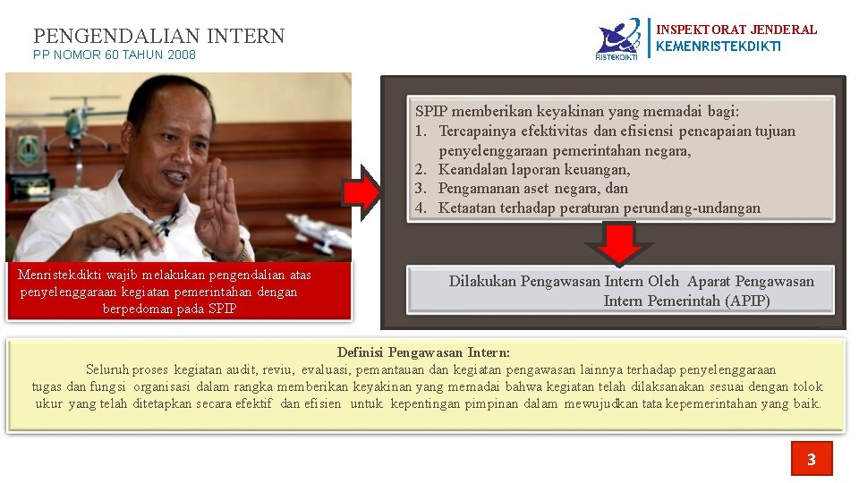 PENGENDALIAN INTERN PP NOMOR 60 TAHUN 2008 INSPEKTORAT JENDERAL KEMENRISTEKDIKTI SPIP memberikan keyakinan yang PENGENDALIAN INTERN PP NOMOR 60 TAHUN 2008 INSPEKTORAT JENDERAL KEMENRISTEKDIKTI SPIP memberikan keyakinan yang