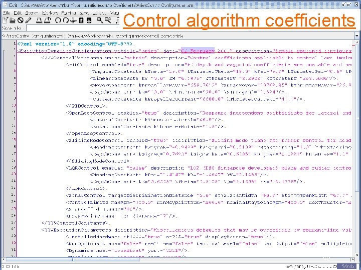 Control algorithm coefficients 40 