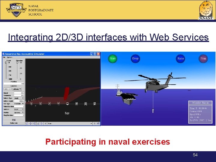 Integrating 2 D/3 D interfaces with Web Services Participating in naval exercises 54 