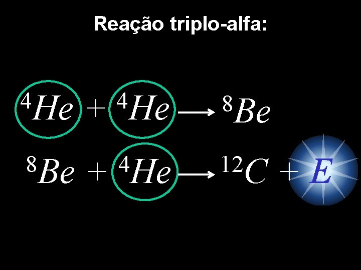 Reação triplo-alfa: 4 He 8 Be + 4 He 12 C +E 