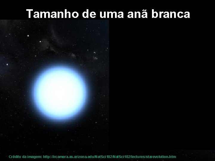 Tamanho de uma anã branca Crédito da imagem: http: //ircamera. as. arizona. edu/Nat. Sci