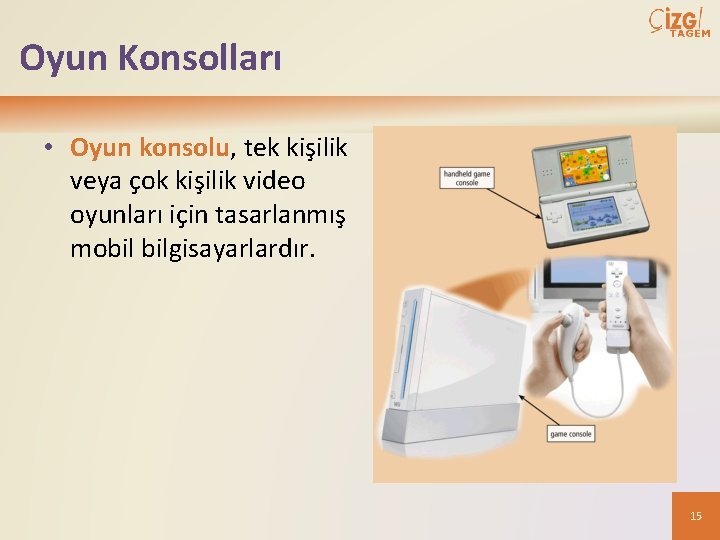 Oyun Konsolları • Oyun konsolu, tek kişilik veya çok kişilik video oyunları için tasarlanmış