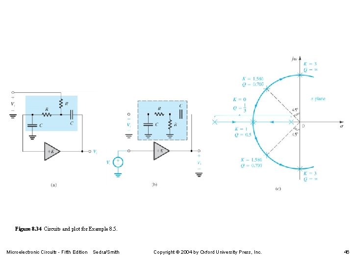 Figure 8. 34 Circuits and plot for Example 8. 5. Microelectronic Circuits - Fifth