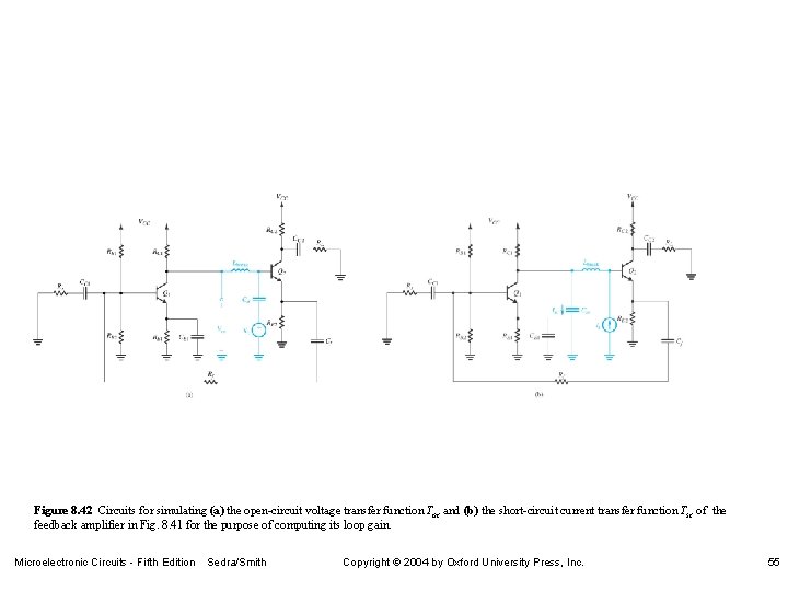 Figure 8. 42 Circuits for simulating (a) the open-circuit voltage transfer function Toc and Figure 8. 42 Circuits for simulating (a) the open-circuit voltage transfer function Toc and