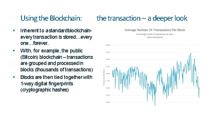Using the Blockchain: Inherent to a standardblockchainevery transaction is stored…every one…forever. With, for example, Using the Blockchain: Inherent to a standardblockchainevery transaction is stored…every one…forever. With, for example,