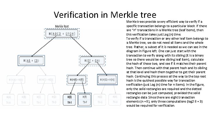 Verification in Merkle trees provide a very efficient way to verify if a specific Verification in Merkle trees provide a very efficient way to verify if a specific