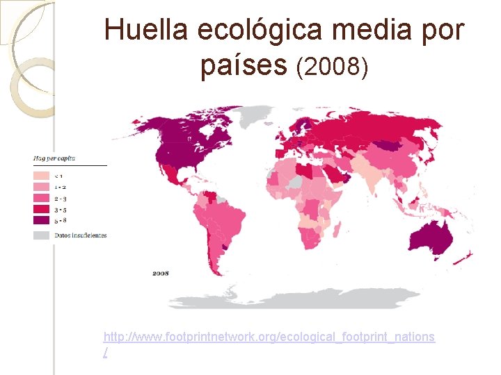 Huella ecológica media por países (2008) http: //www. footprintnetwork. org/ecological_footprint_nations / 