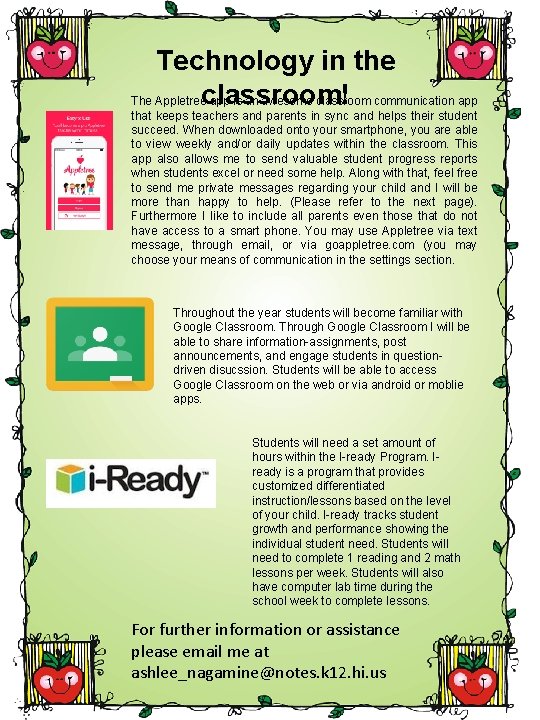 Technology in the The Appletreeclassroom! app is an awesome classroom communication app that keeps