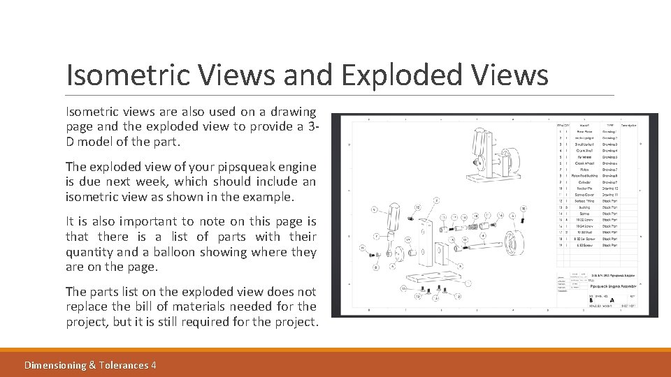 Isometric Views and Exploded Views Isometric views are also used on a drawing page